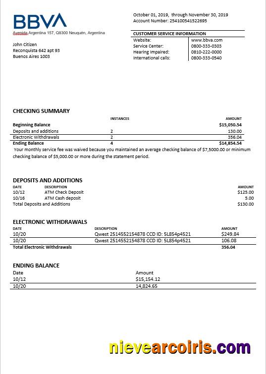 Argentina BBVA Statement